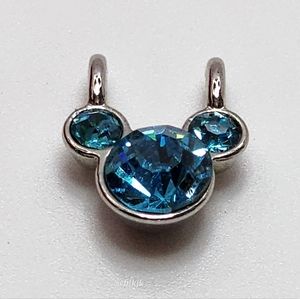 Disney Silver Tone Mickey Mouse Pendant With Blue Rhinestones EUC